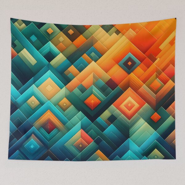 Item preview, Teal to Orange Gradient Geometric Shapes Pattern designed and sold by Itaya Art.