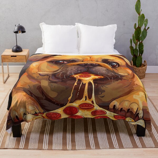 Item preview, Cute Chunky dog eating pizza designed and sold by CatsAndDogs-TF.