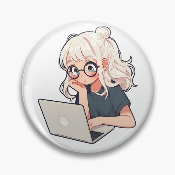 Artikelvorschau, Cartoon-Mädchen mit Laptop entworfen und verkauft von AestheticsArt81.