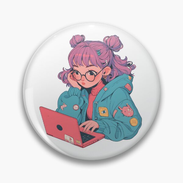 Artikelvorschau, Cartoon-Mädchen mit Laptop entworfen und verkauft von AestheticsArt81.