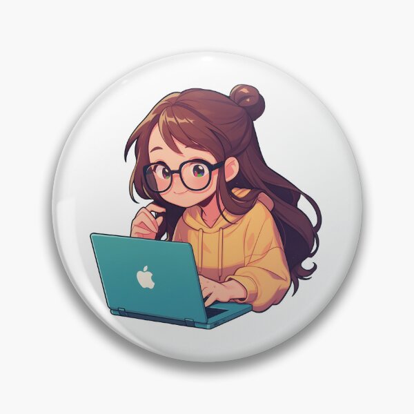 Artikelvorschau, Cartoon-Mädchen mit Laptop entworfen und verkauft von AestheticsArt81.