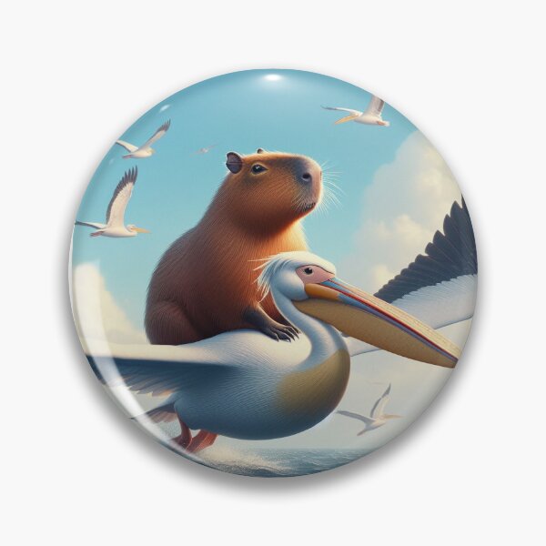 Item preview, Capy and Pelican-Blue Sky6 designed and sold by Capybara Art Lover.