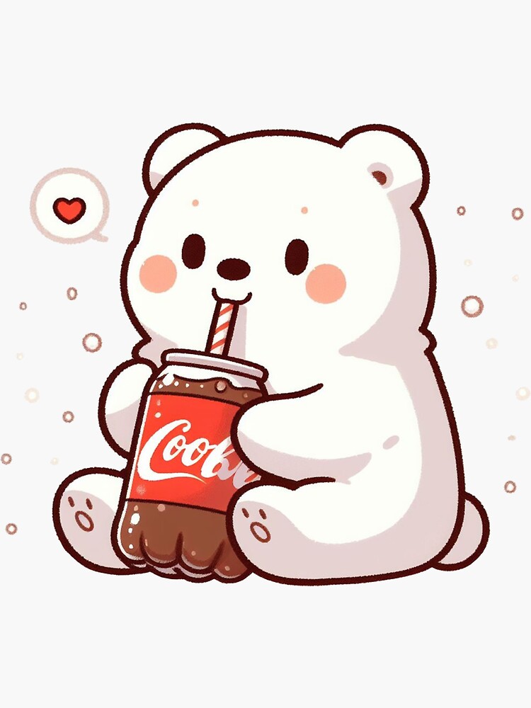 Polar Bear Drinking Soda | Vinyl Sticker Polar Bear Drinking Soda | Vinyl Sticker