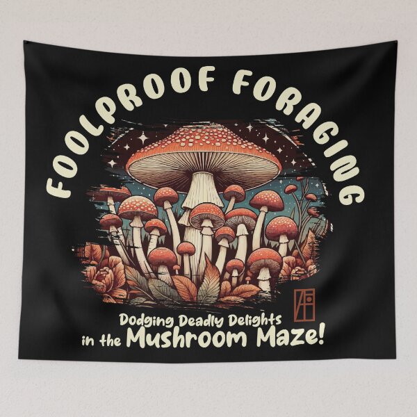 Aperçu de l'œuvre CHAMPIGNONS - Recherche de nourriture infaillible : évitez les délices mortels dans le labyrinthe de champignons ! - Champignon vénéneux - Butineur de champignons créée et vendue par ArtProjectShop.