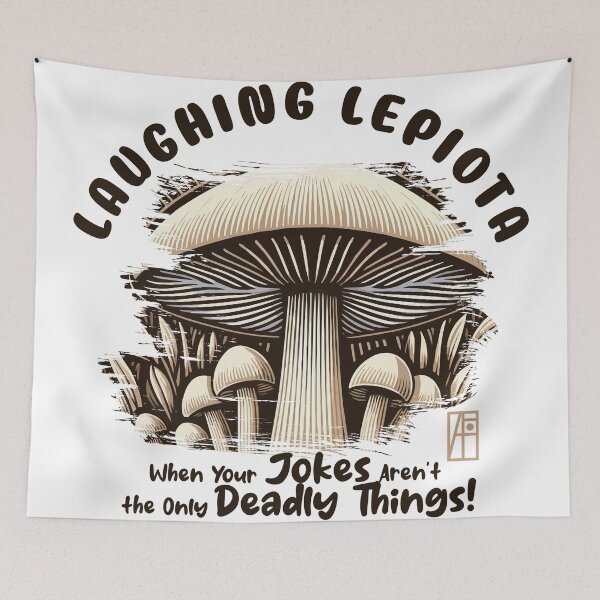 Item preview, MUSHROOMS - Laughing Lepiota: When Your Jokes Aren't the Only Deadly Things! - Mushroom Hunter -Toadstool designed and sold by ArtProjectShop.