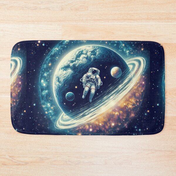 Item preview, An Astronaut Floating Beautifully in the Bright Galaxy with the Moon as his Background and the Firely Sun Behind designed and sold by erkabees.