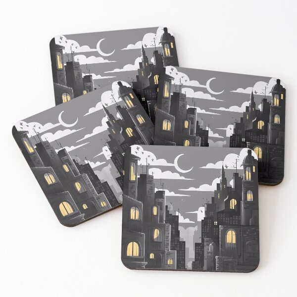 Item preview, Big City Sleepless Nights Skyscraper Moon Illustration Dark designed and sold by WatermelonPink.