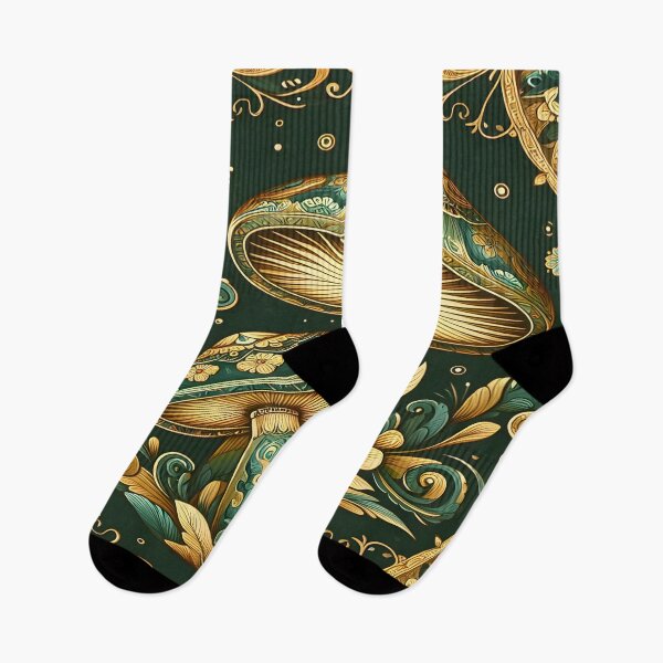 Item preview, Cottagecore Desk Mat Aesthetic Golden Floral Mushrooms designed and sold by KitonicTees.
