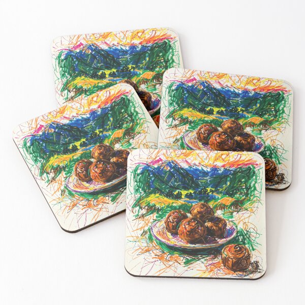 Item preview, Abstract Swedish Artwork - Mountains & Meatballs and Cinnamon Buns designed and sold by feether-store.