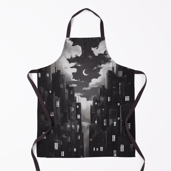 Item preview, Dark City Nights Moonlight Skyscraper Illustration Black white designed and sold by WatermelonPink.