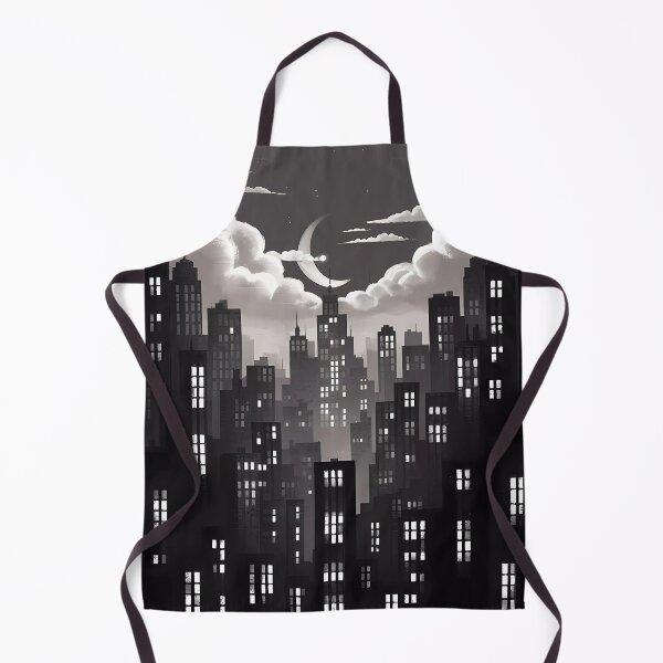 Item preview, Big City Night Lights Skyscraper Moon Illustration Monochromatic designed and sold by WatermelonPink.