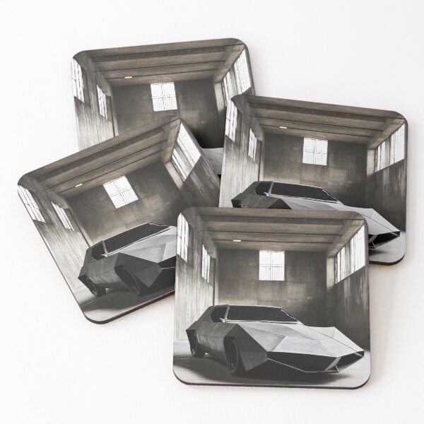 Item preview, Minimalistic polygon geometric car by Rick Owens in brutalism warehouse designed and sold by Umartijani.