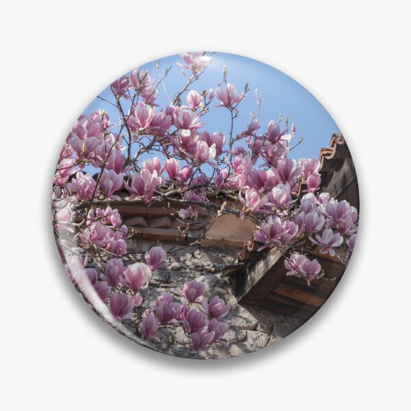 Item preview, Blooming Pink Magnolia and Traditional Stone Building designed and sold by Georgia Mizuleva.