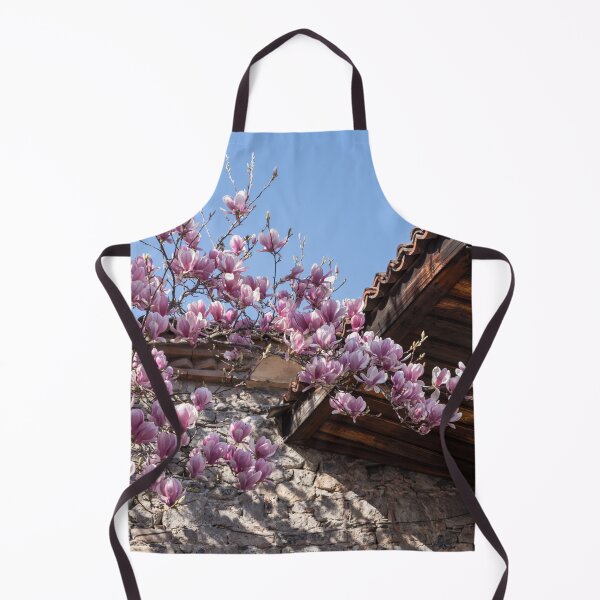 Item preview, Blooming Pink Magnolia and Traditional Stone Building designed and sold by Georgia Mizuleva.