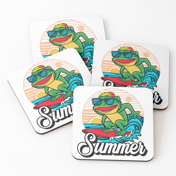 Item preview, A cool frog plays surfboard in the summer  designed and sold by tanapong51.