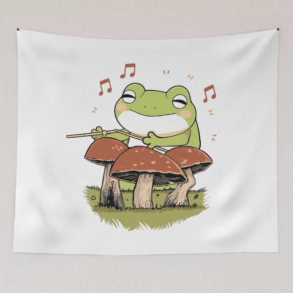 Item preview, Cottagecore Aesthetic Frog Playing Drums Mushrooms Womens designed and sold by DrawHandArt.
