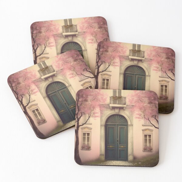 Item preview, Paris Door. Old Door. Cute Vintage House. Green Door. Old Door and Blooming Tree designed and sold by maxa0109.
