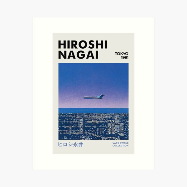 Item preview, Hiroshi Nagai Night Flyte Tokyo Airplane Wall Art Print designed and sold by ronaldmaxwell.