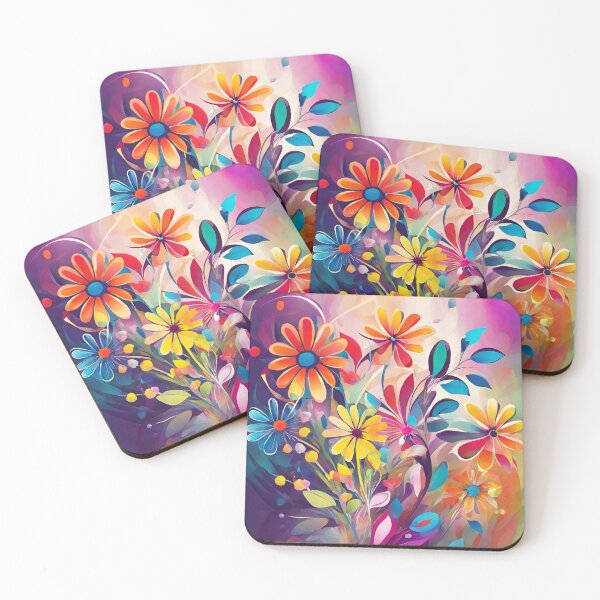 Item preview, Abstract colourful pattern, flower blooms designed and sold by NingningS.