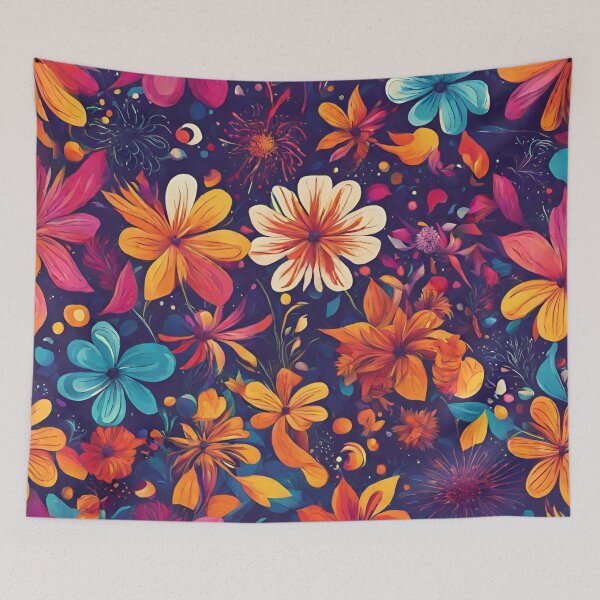 Item preview, Abstract colourful pattern, flower blooms designed and sold by NingningS.