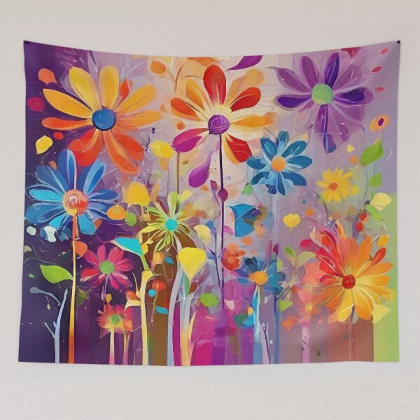 Item preview, A beautiful abstract pattern, Colourful flower blooms designed and sold by NingningS.
