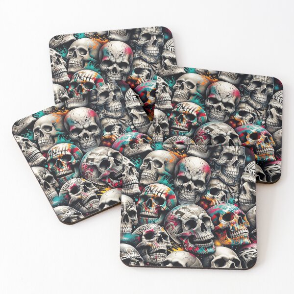 Item preview, Graffiti Skulls Pattern Print designed and sold by PinUpPizzazz.