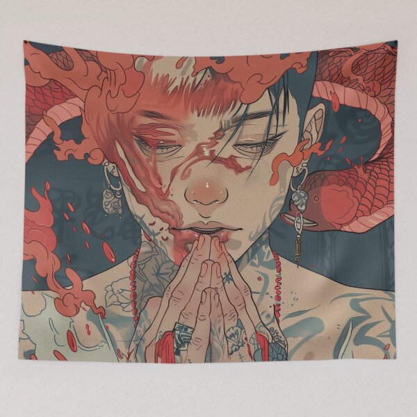 Item preview, Red Rebellion's Embrace: Anime-Inspired Illustration designed and sold by 33wolvesdesigns.