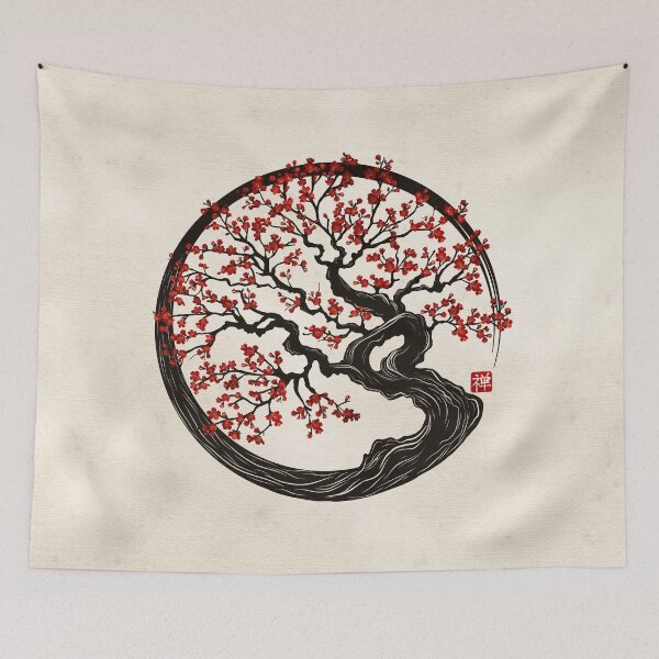 Item preview, Enso Zen Circle Sakura tree designed and sold by k9printart.