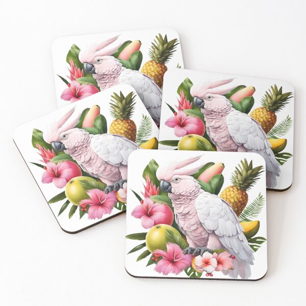 Item preview, Tropical happiness, light pink bird, ananas and mango designed and sold by coloursforkids.
