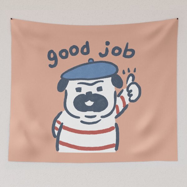 Item preview, good job and cartoon pug designed and sold by LittleAdong.