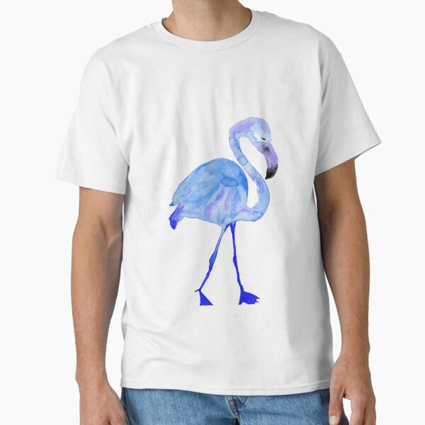 Blue Watercolor Flamingo Classic T-Shirt