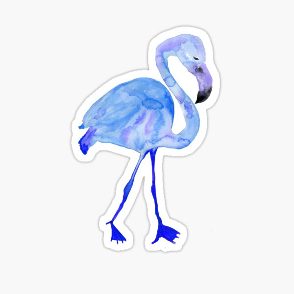 Blue Watercolor Flamingo Sticker