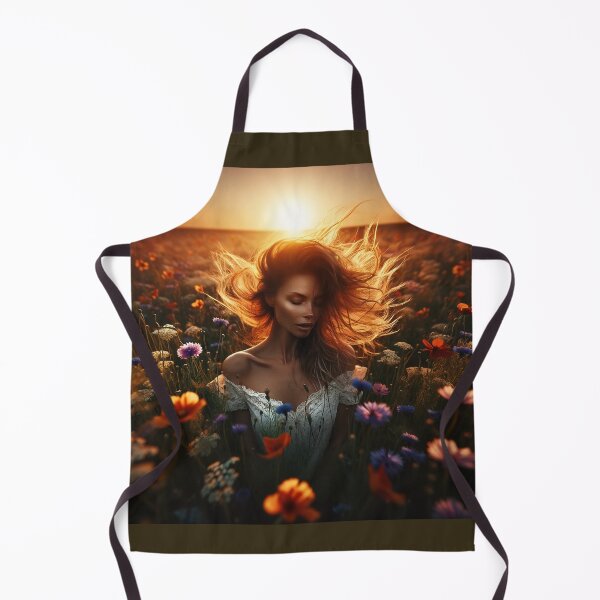 Item preview, Woman in a field of wildflowers at sunset, her hair blowing in the wind, encapsulating a wild and free beauty designed and sold by AndreaMart.