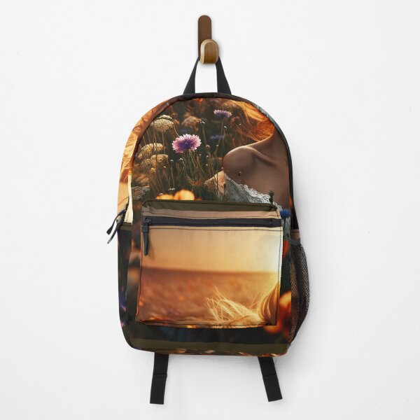 Item preview, Woman in a field of wildflowers at sunset, her hair blowing in the wind, encapsulating a wild and free beauty designed and sold by AndreaMart.
