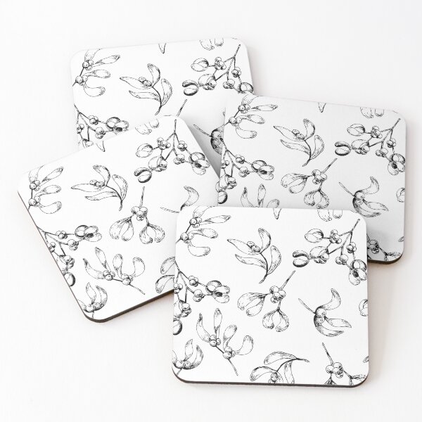 Item preview, Pattern with hand drawn mistletoe branches designed and sold by Oleksandra Yurchenko.