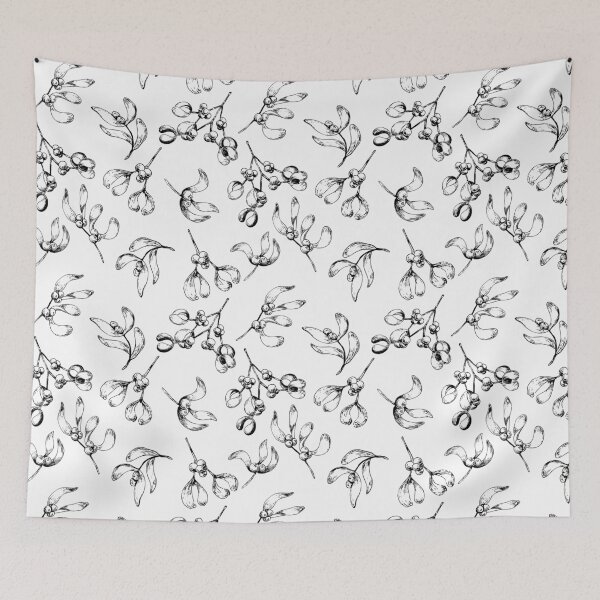 Item preview, Pattern with hand drawn mistletoe branches designed and sold by Oleksandra Yurchenko.