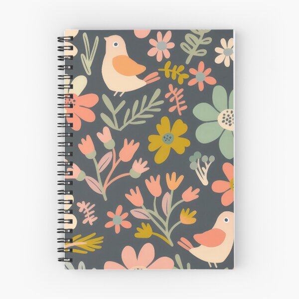 Item preview, Whimsical Floral design - grey background, flower garden inspired art designed and sold by PrettyPinkSkies.