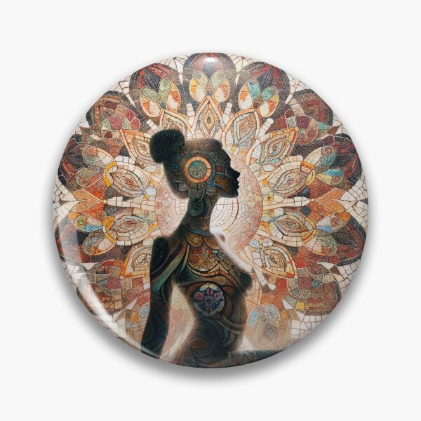 Item preview, Woman's silhouette against an intricate mosaic, the patterns echoing in her body art, creating a harmonious blend  designed and sold by AndreaMart.