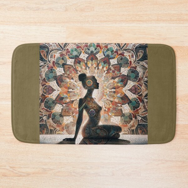Item preview, Woman's silhouette against an intricate mosaic, the patterns echoing in her body art, creating a harmonious blend  designed and sold by AndreaMart.