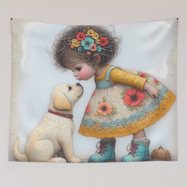 Item preview, Puppy Love in a Floral Frame designed and sold by Patriot Artyfact.