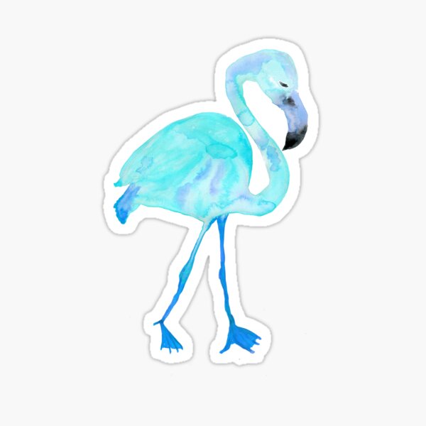 Aqua Watercolor Flamingo Sticker