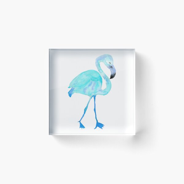 Aqua Watercolor Flamingo Acrylic Block