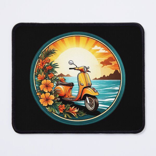 Item preview, Vintage Scooter at Sunset by the Ocean with Hawaii Orchids designed and sold by NautiChic.