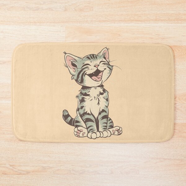 Item preview, Delighted Kitten Cartoon: Smiling Cat Illustration designed and sold by RuyaFab.