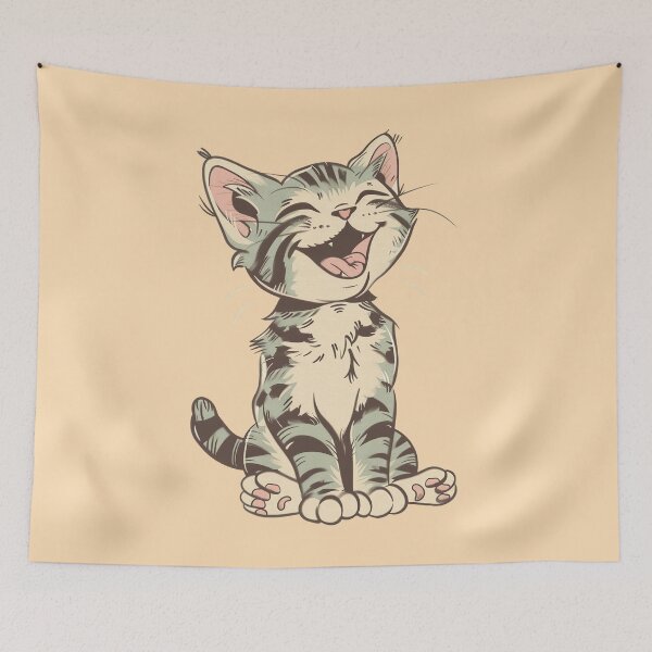 Item preview, Delighted Kitten Cartoon: Smiling Cat Illustration designed and sold by RuyaFab.