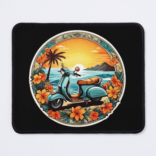Item preview, Vintage Moped at Sunset by the Ocean with Hawaii Orchids designed and sold by NautiChic.