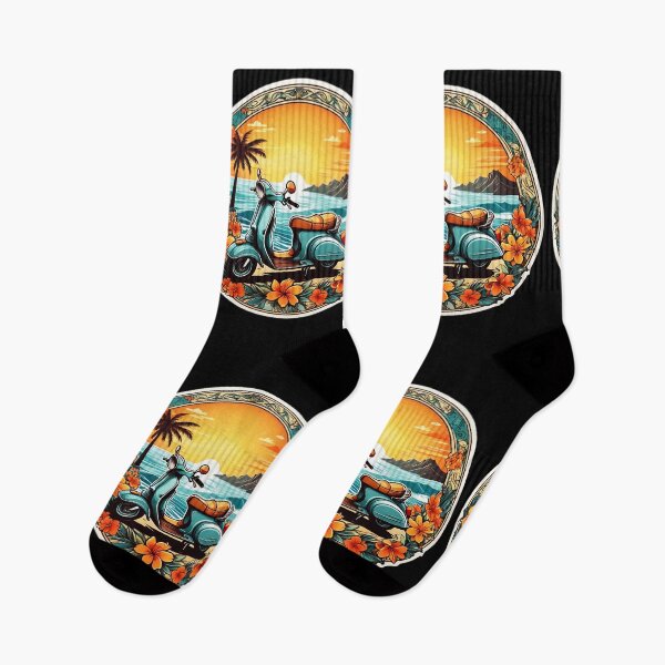 Item preview, Vintage Moped at Sunset by the Ocean with Hawaii Orchids designed and sold by NautiChic.
