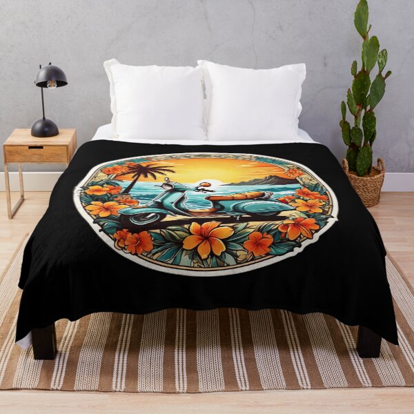 Item preview, Vintage Moped at Sunset by the Ocean with Hawaii Orchids designed and sold by NautiChic.