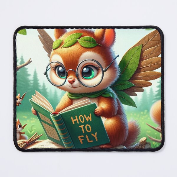 Item preview, Squirrel with round glasses and a thoughtful expression sits on a tree branch with an open book designed and sold by AndreaMart.