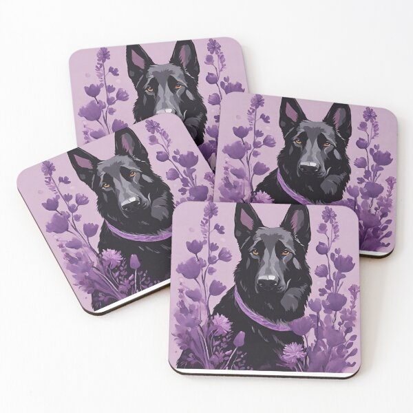 Item preview, German Shepherd Dog and Violet Flowers designed and sold by GoodyPaws.
